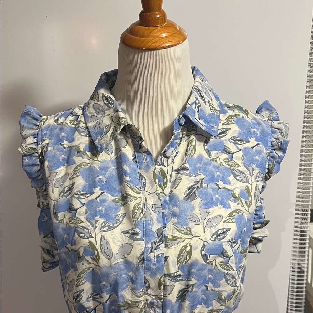 JODIFL Blue and Cream Floral Dress